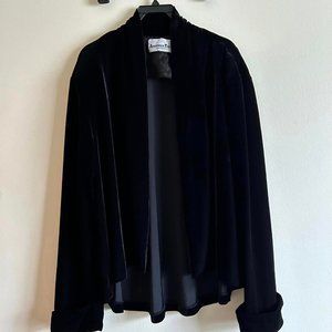 Size XL Black Velour Open Front Jacket by Another Tyme